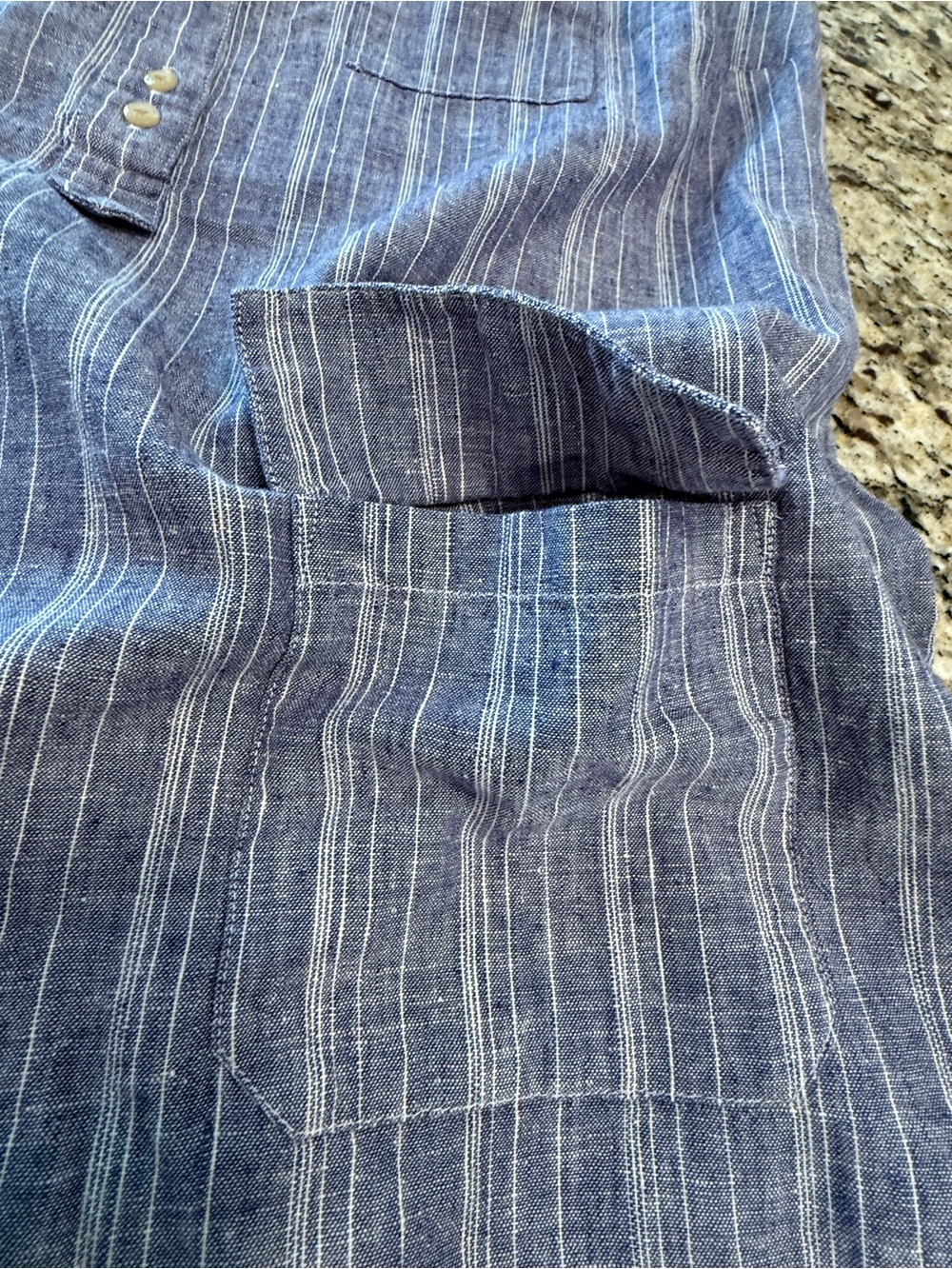 Banana Republic Heritage denim blue white stripe linen blend tank top SZ M - Picture 5 of 13